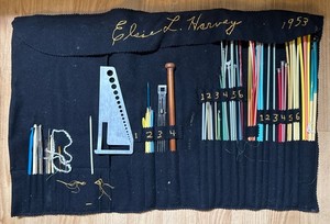 Vintage Knitting Needles Set Over 50 Metal And Plastic Handmade 1953 Signature 