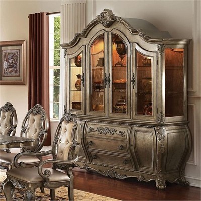 ACME Ragenardus China Cabinet with Light Touch in Vintage Oak