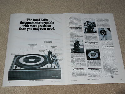 Dual 1219 Turntable Advertisement, 2 pages, 1969, Articles, Info, Beautiful!
