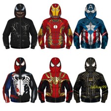 Kids Boys Superhero Hoodies Spiderman Iron man Cosplay Coat Hooded Sweatshirt