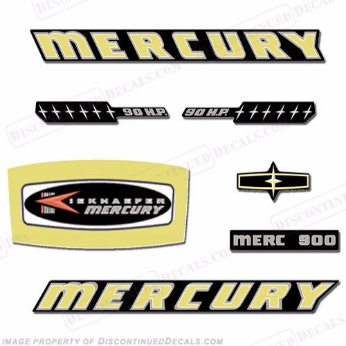 Fits Mercury 1965 90hp Outboard Decal Kit - Reproduction Decals In Stock! - Foto 1 di 1