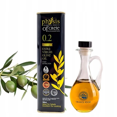 Natives Olivenöl Extra 500 ml Physis von Kreta 0,2 + Olivenflasche Griechenland