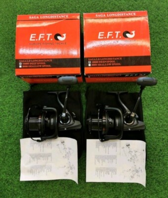 2 × EFT Saga Longdistance 10000 (Deep-Spool) Angelrollen NEU, OVP Karpfen Rollen