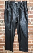 Pistola Pants Tammy High-Waist Vegan Leather Black Buttonup Fly Crop Revolve