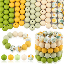 100 Pcs 15Mm Silicone Beads for Keychain Making, Yellow Green Silicone Beads Bul