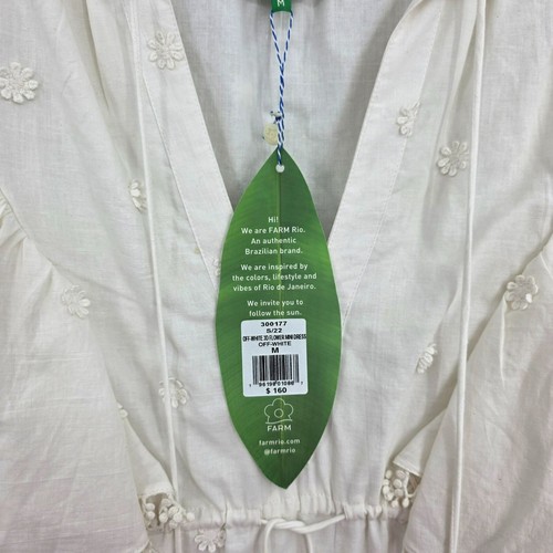 Mini Vestido Farm Rio Flor 3D M Blanco Cuentas Borlas Cuello en V Nuevo Con Defectos - Imagen 4 de 15