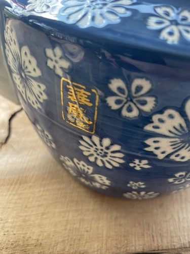 Chinese Blue & White Floral Bamboo Handle Teapot W/ Strainer Ceramic 10.5 X 9 - Picture 3 of 14