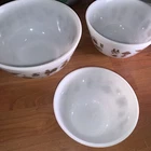 Set of 3 Vintage Pyrex Mixing Bowls Early American White/ Brown 403, 402 and 401