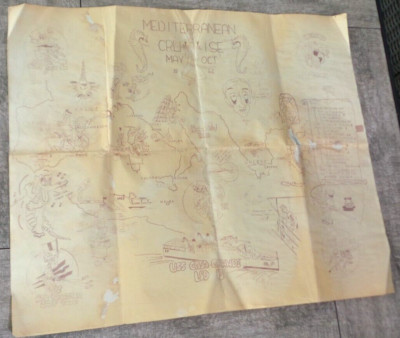 USS Casa Grande LSD13 1962 Mediterranean Cruise May-Oct 1962 Map VERY RARE 24x20