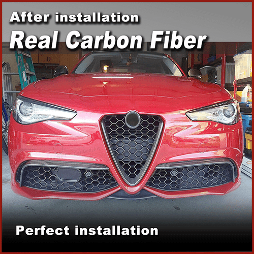 Per Alfa Romeo Giulia Sport & Quadrifoglio Griglia Radiatore Carbonio Telaio Emblema Griglia - Foto 2 di 11