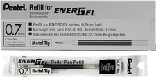 Pentel Refill Ink for Energel Liquid Gel Pen, 0.7Mm , Metal Tip, Black Ink, Box