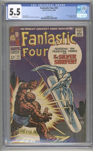 Fantastic Four #55~4th Silver Surfer~Classic Battle Issue~CGC 5.5~FREE SHIPPING