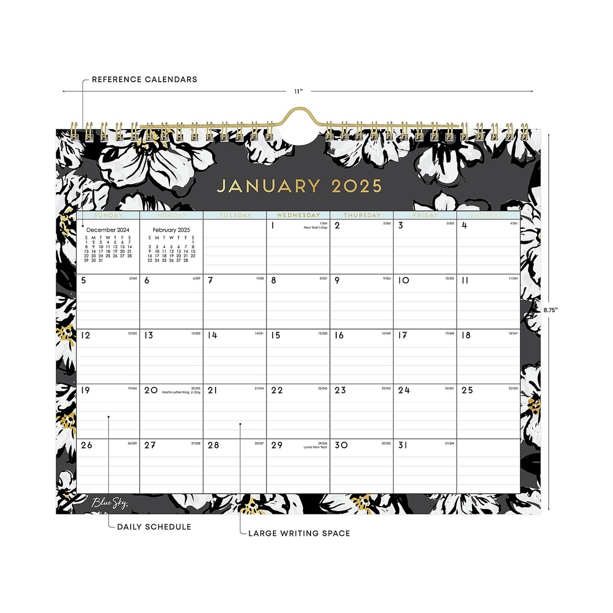 2025-blue-sky-baccara-dark-11-x-8-75-monthly-wall-calendar-116052-25-ebay