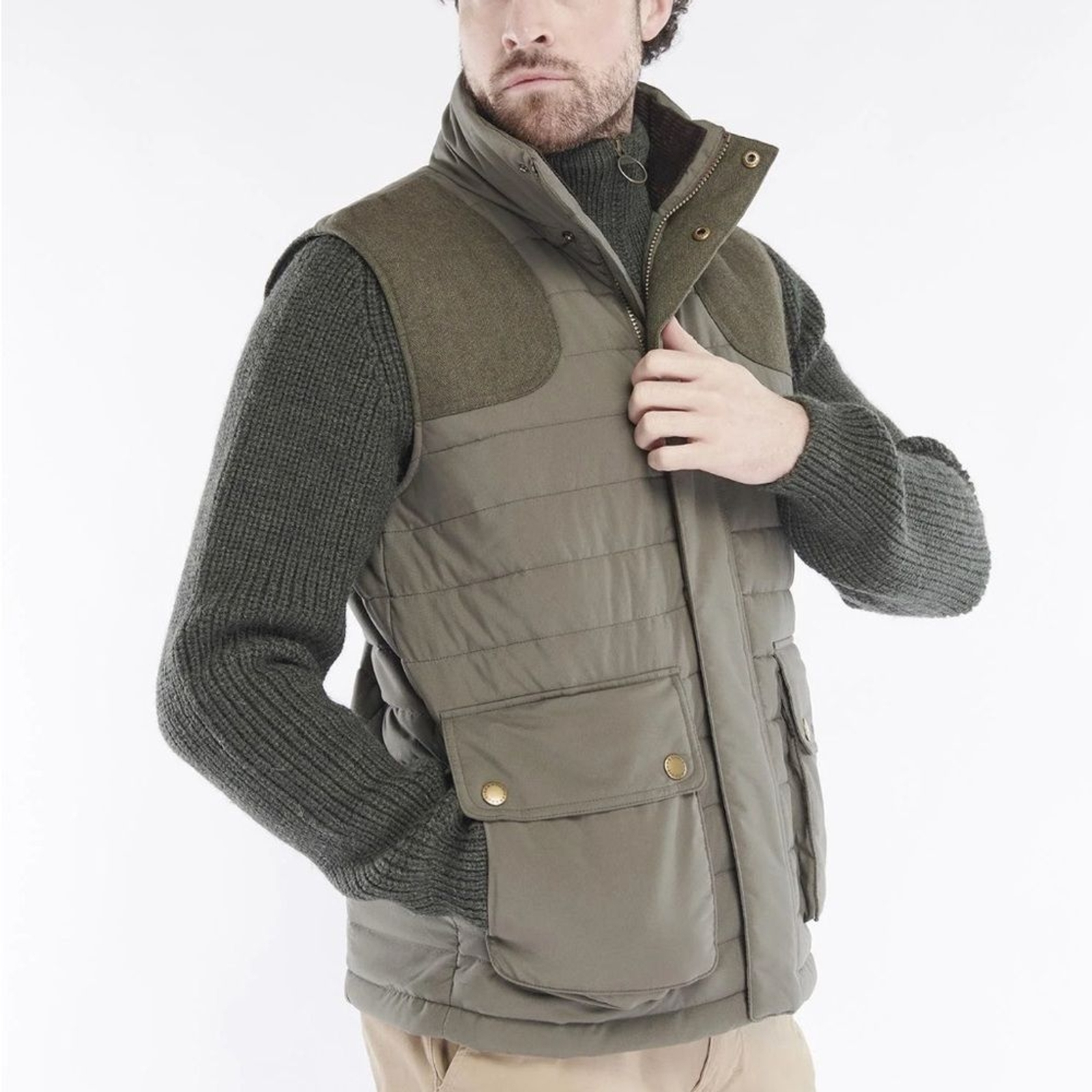 Barbour Bradford Baffle Gilet Vest British khaki green puffer warm England XL
