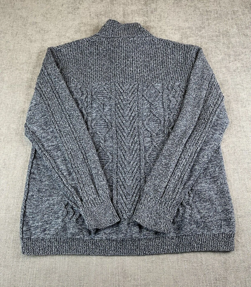 Suéter Carbono 2 Cobalto Para Hombres (XXL) Azul Cable Tejido Botón Pescador Sudadera Foto 3 de 4