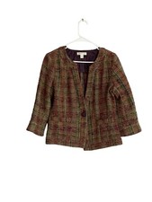 Coldwater Creek Blazer Womens 8 Multicolor Tweed Wool Blend Button Pocket Work