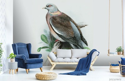 3D Watercolor Bird Branch Self-adhesive Removable Wallpaper Murals Wall 254