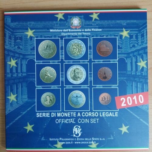 Italien Folder/Blister 2010, KMS I, 9 Münzen, 2x2€, gesamt 5.88€ - Bild 1 von 4