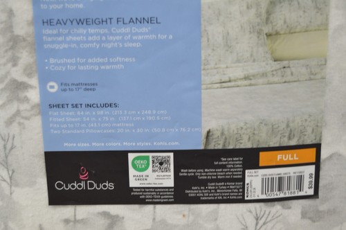 New Cuddl Duds FULL size heavyweight flannel 4 piece sheet set Painted Forest - 第 7/15 張圖片