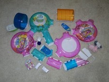 Lot of 2 Zhu Zhu Pets, Tunnels Accessories Launcher Wheel Surfboard - Used/VGC