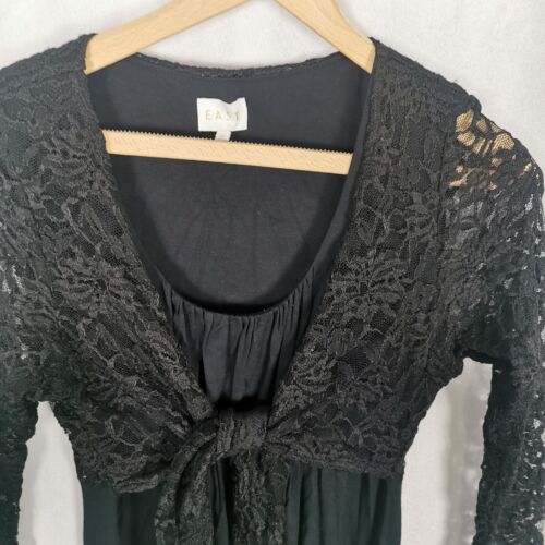 Ladies Dress Size 12 EAST Black Stretch Jersey Built In Tandem Lace Bolero Party - Picture 5 of 8