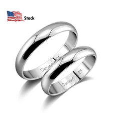 925 Sterling Silver Dome High Polish Plain Ring Wedding Band Comfort Fit