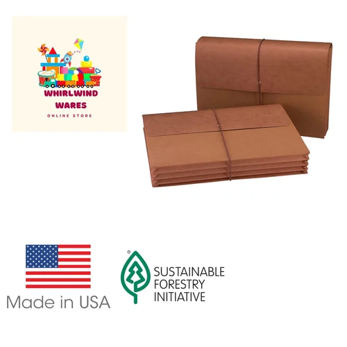 Professional Redrope Expanding File Wallet - 10 Pack, Secure Flap & Cord Closure