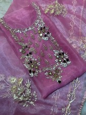 Organza Salwar Kameez Gotta Patti Bollywood Unstitched Indian Designer Wedding