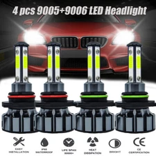 9006 9005 LED Headlight KIT Combo Bulbs 10000K High Low Beam Super Bright White