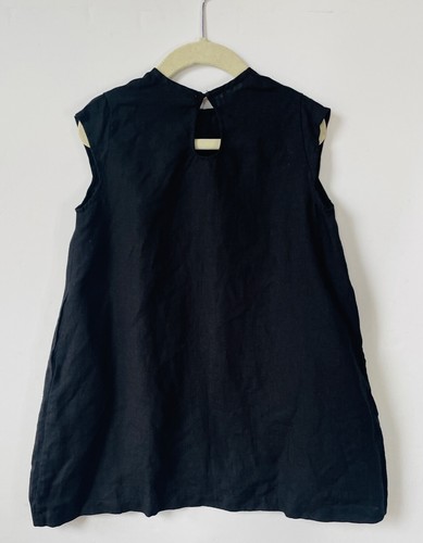 VDJ LE VESTIAIRE DE JEANNE BLACK A-LINE LINEN POCKET DRESS*GIRL'S 3 - Picture 3 of 4