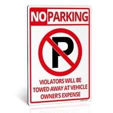 Anley No Parking Sign Rust-Free Weatherproof Aluminum Warning Sign 14x10 In