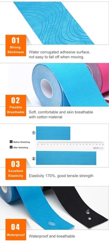 8Pack Kinesiology Tape Waterproof Breathable Cotton Elastic(16ftx2in)Mix colors - Picture 4 of 4