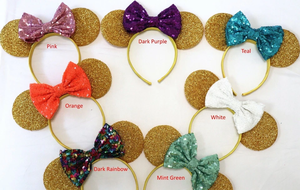 Orejas Minnie doradas, orejas doradas de Mickey Mouse, orejas doradas de Disney, orejas amarillas de Minnie Foto 3 de 4