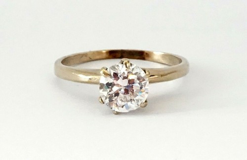 Vintage 14k White Gold Engagement Ring Sz.6.75 w. 1ct. Cubic Zirconia Accent (*) - Picture 10 of 10