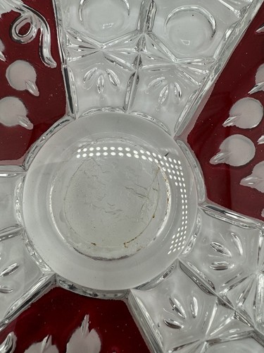 Vintage Ruby Czech Cut Glass Flat Cake Plate Read 12" - Picture 6 of 11