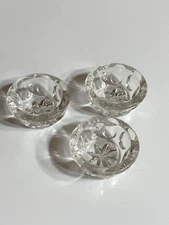 Set of 3 Vintage Thumbprint Pressed Glass Salt Cellars Open Salt Dip Charcuterie