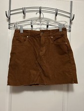 PacSun Mini Skirt Women  s Vintage 5 Pocket Brown Corduroy Raw Hem Size 23 70s