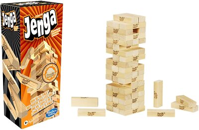 Classic JENGA Spiel Hasbro Stack Pull Crash Holzblock Turmspiel Mental Skill 