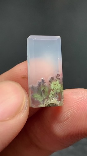 Tiny Scenic Moss Agate Cabochon 17.5x8x4.2mm High Quality 8 ct - Video 1 of 1