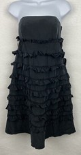 GAP Strapless Silk Dress Womens 2 Ruffles Black