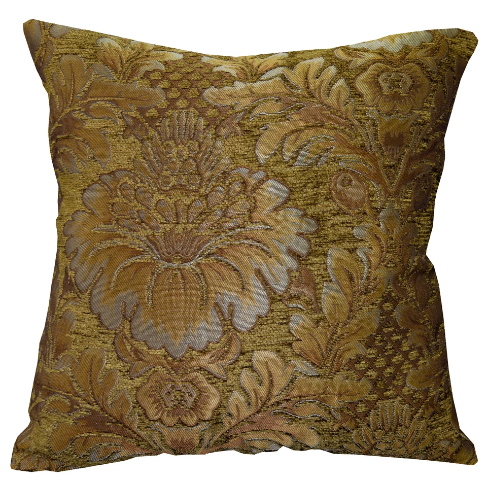 We58 - Funda/almohada/funda de cojín de asiento de sofá con hoja de flor de peonía marrón oliva Foto 3 de 4