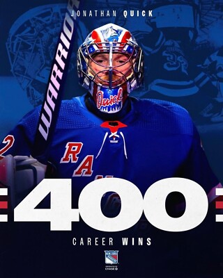 Jonathan Quick 400 Career Wins New York Rangers 8x10 NHL Hockey Photo