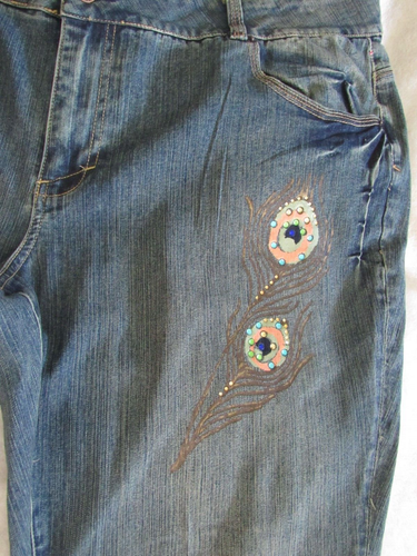 MIXIT low rise boot cut contours to curves painted denim blue jeans 24W (44X32) - Picture 6 of 16
