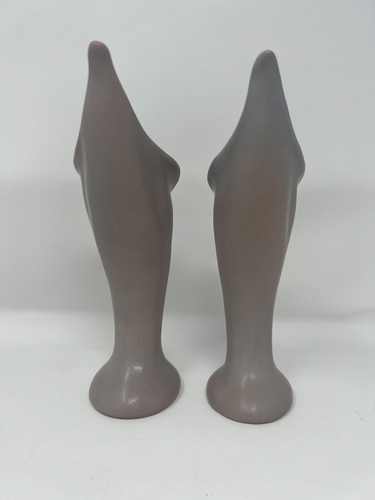Van Briggle 1920s Art Pottery, Bird of Paradise Vase, Mauve And Blue 8” Set Of 2 - Picture 7 of 14