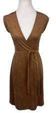 Banana Republic Vegan Chestnut Suede Dress-Midi Length- Wrap Style- Sz 00- NEW?