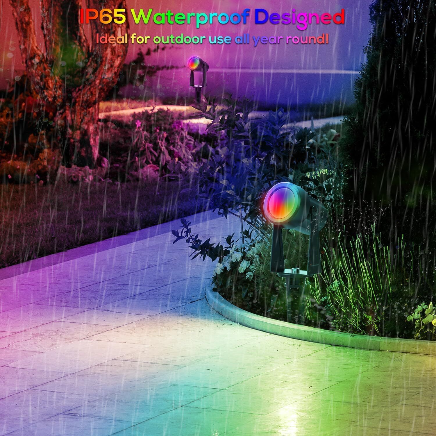 Solar Spotlights Outdoor Solar Landscape Lights with Remote Control RGBW Colo...