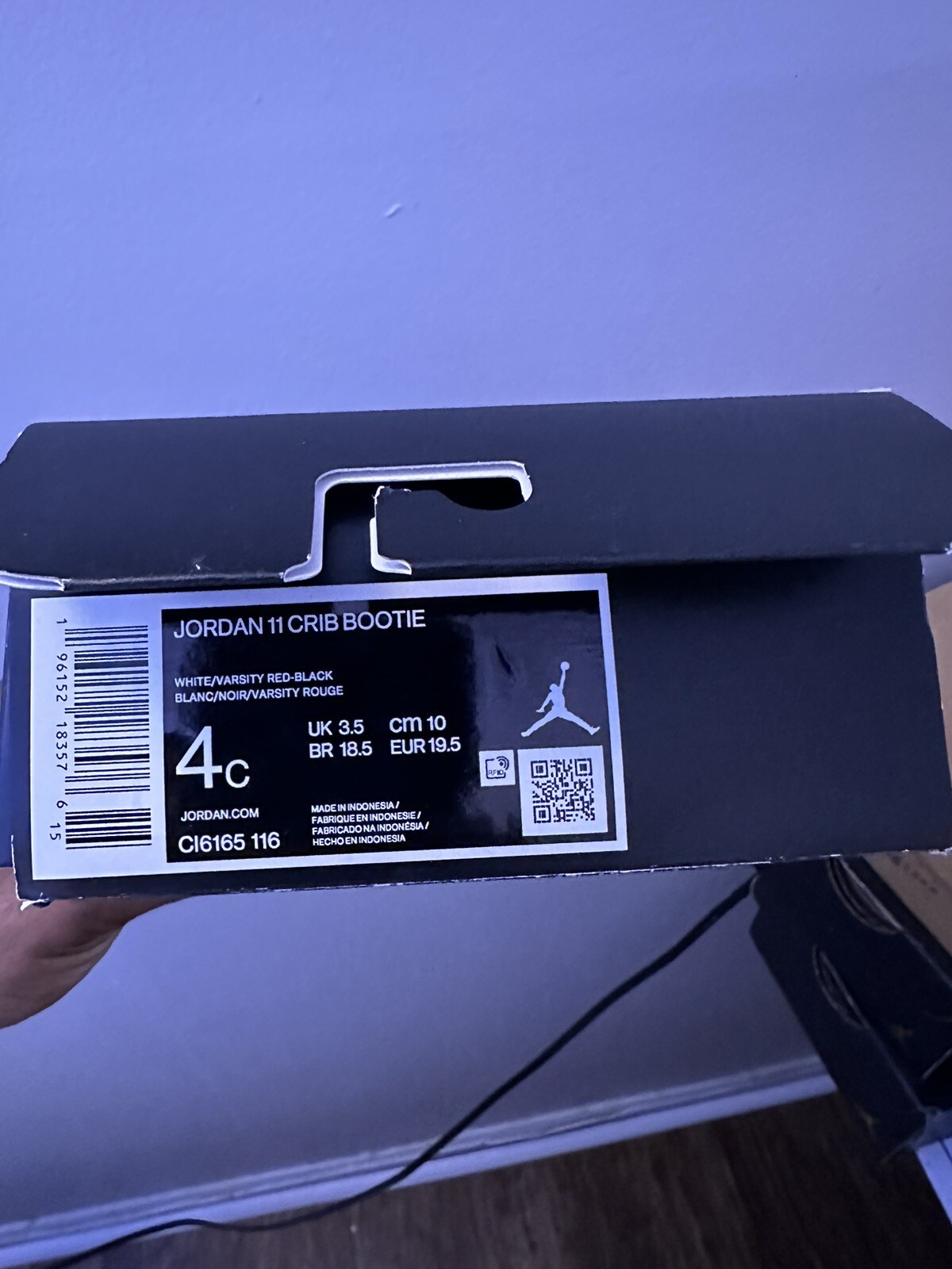 Jordan 11 Crib Bootie "Cherry" White/Varsity RedBlack (CI6165 116