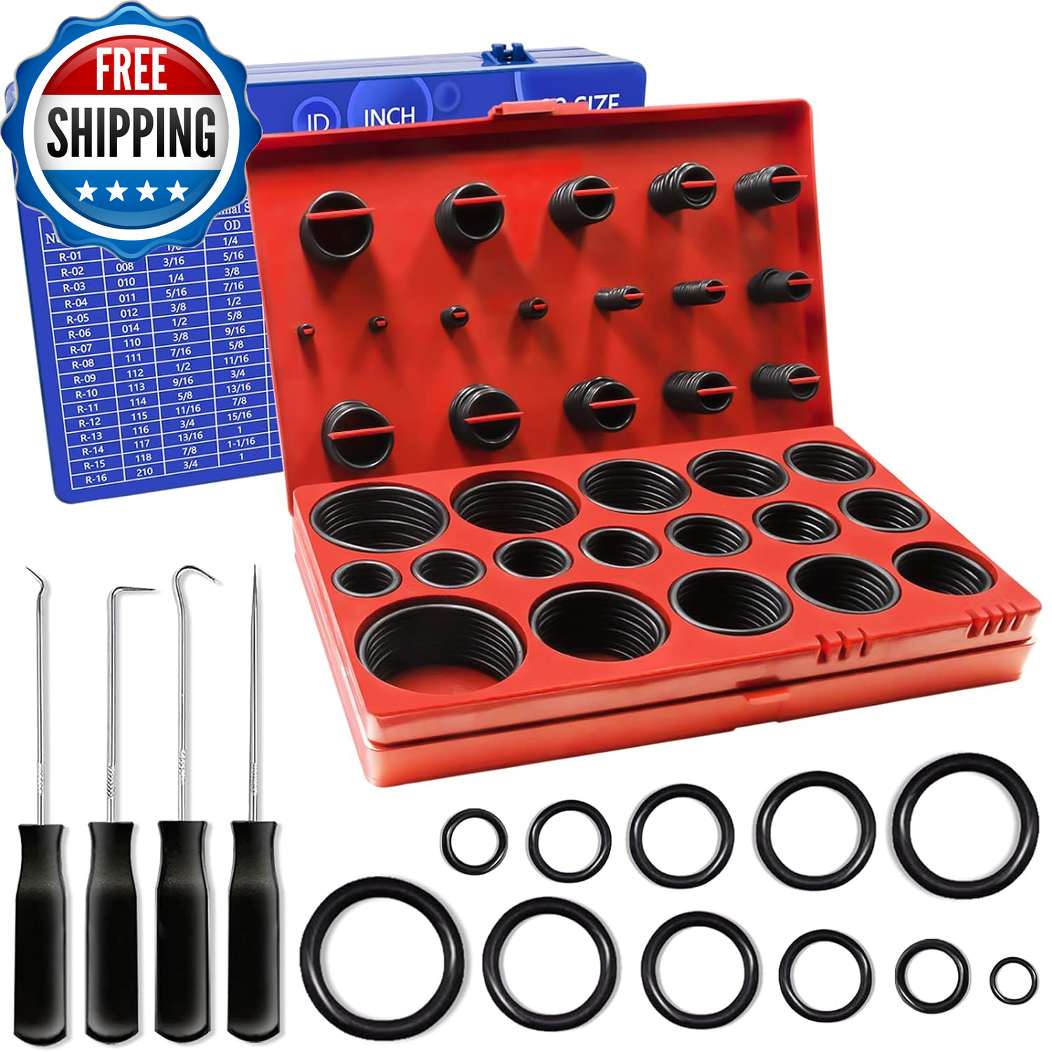 826 Pcs Universal SAE and Metric O-Rings Kit,Standard Metric & Inch O Ring Assor