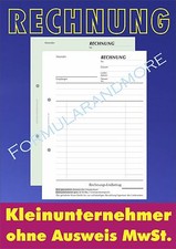 RECHNUNGSBLOCK f. Kleinunternehmer, 1 STÜCK,DIN A5,SD, 2x50 BLATT, RECHNUNG