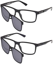 Harley Davidson Square Eyeglass Frames w/ Polarized Clip-On Lens HD50024
